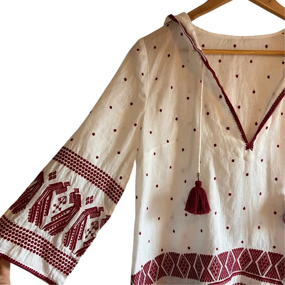 Zimmermann linen embroidered hooded mini dress in white excellent condition - Picture 6 of 11